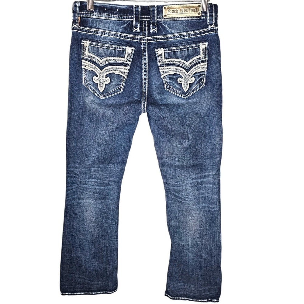 Rock Revival Giselle‎ Bootcut Jeans Womens Sz 28 Y2K Thick Stitch Medium Wash - Picture 6 of 9